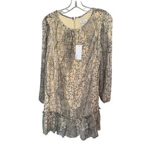BTFL-life Flowy Mini Flirty Dress from Anthropologie Lined Beige Black NWT M‎